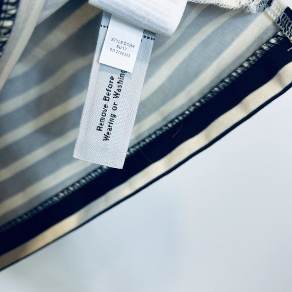 🛑 J. CREW XS One Shoulder Striped Ruffle Top Nautical Blue White G7064 - Picture 7 of 9